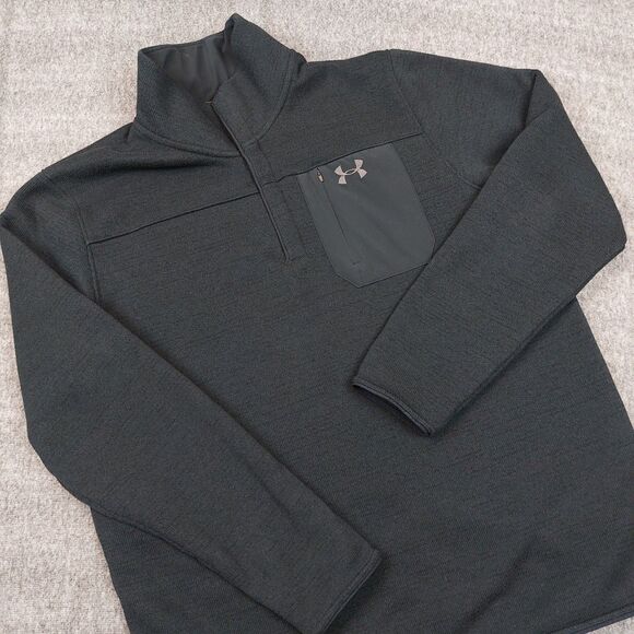Under Armour Mens XXL Specialist Henley Coldgear Storm Sweater Black Pullover - Picture 1 of 8